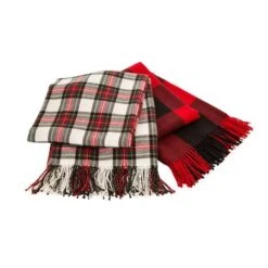 Glitzhome® Red Plaid Woven Throw -Northlight Shop D210752S 6