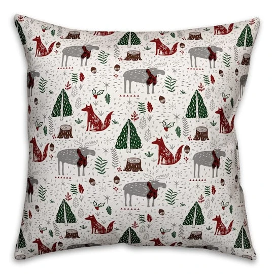 Christmas Woodland Creatures Throw Pillow 3 Christmas Woodland Creatures Throw Pillow