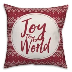 Designs Direct Joy To The World 18x18 Throw Pillow, Red & White -Northlight Shop D210853S 1 1