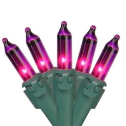 Northlight 100ct. Mini Christmas String Lights With Green Wire Purple -Northlight Shop D217398S 1 1