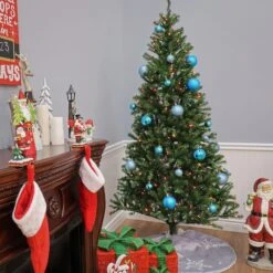 6ft. Pre-Lit Aspen Spruce Artificial Christmas Tree, Multicolor Lights -Northlight Shop D228338S 14