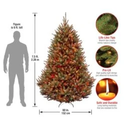 7.5ft. Pre-Lit Natural Fraser Medium Fir Artificial Christmas Tree, Multicolor Lights 14 7.5ft. Pre-Lit Natural Fraser Medium Fir Artificial Christmas Tree, Multicolor Lights -Northlight Shop D228377S 15