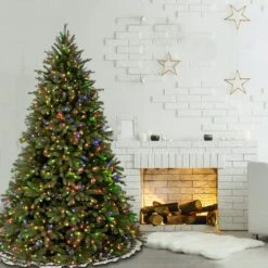 6.5ft. Pre-Lit Feel Real® Jersey Fraser Fir Artificial Christmas Tree, Multicolor Lights -Northlight Shop D228474S 12