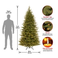 7.5ft. Pre-Lit Feel-Real® Nordic Spruce® Slim Artificial Christmas Tree, Clear Lights -Northlight Shop D228512S 16