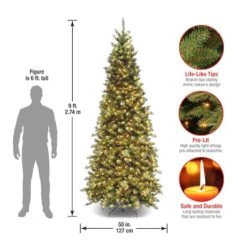 9ft. Pre-Lit Tiffany Fir Slim Tree, Clear Lights 16 9ft. Pre-Lit Tiffany Fir Slim Tree, Clear Lights -Northlight Shop D228561S 16