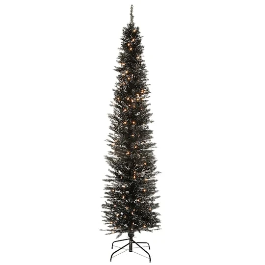 6ft. Pre-Lit Black Tinsel Artificial Christmas Tree 3 6ft. Pre-Lit Black Tinsel Artificial Christmas Tree
