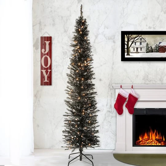 6ft. Pre-Lit Black Tinsel Artificial Christmas Tree 5 6ft. Pre-Lit Black Tinsel Artificial Christmas Tree - Image 3