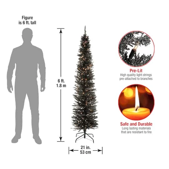 6ft. Pre-Lit Black Tinsel Artificial Christmas Tree 7 6ft. Pre-Lit Black Tinsel Artificial Christmas Tree - Image 5