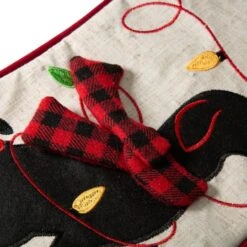 Glitzhome® 21" LED Embroidered Dog Linen Christmas Stocking -Northlight Shop D231651S 5