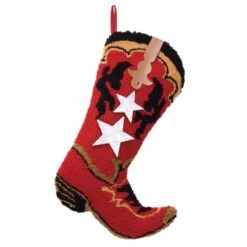 Glitzhome® 19" Red Boot Hooked Stocking -Northlight Shop D231664S 1 1