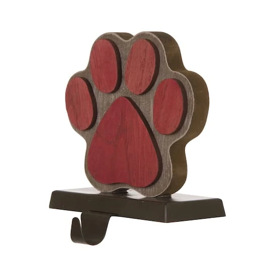 Glitzhome® 6.3" Red & Brown Paw Stocking Holder 6 Glitzhome® 6.3" Red & Brown Paw Stocking Holder - Image 4