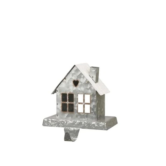 Glitzhome® 6" Galvanized House Stocking Holder 3 Glitzhome® 6" Galvanized House Stocking Holder