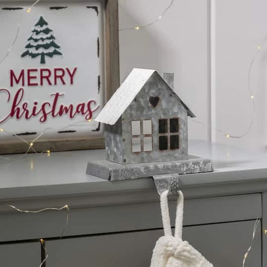 Glitzhome® 6" Galvanized House Stocking Holder 6 Glitzhome® 6" Galvanized House Stocking Holder - Image 4