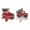 Glitzhome® 6" Red Car & Truck Stocking Holder Set -Northlight Shop D231694S 1
