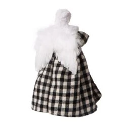 Glitzhome® 12" Black & White Plaid Angel Tree Topper 15 Glitzhome® 12" Black & White Plaid Angel Tree Topper -Northlight Shop D231733S 5