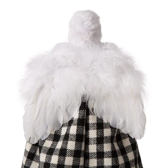 Glitzhome® 12" Black & White Plaid Angel Tree Topper 10 Glitzhome® 12" Black & White Plaid Angel Tree Topper - Image 8