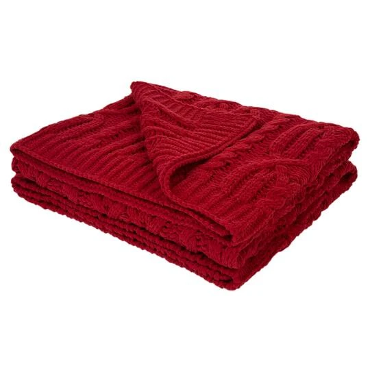 Glitzhome® Knitted Polyester Red Throw Blanket 4 Glitzhome® Knitted Polyester Red Throw Blanket - Image 2