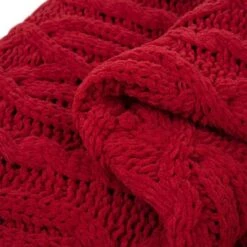 Glitzhome® Knitted Polyester Red Throw Blanket 14 Glitzhome® Knitted Polyester Red Throw Blanket -Northlight Shop D231925S 4
