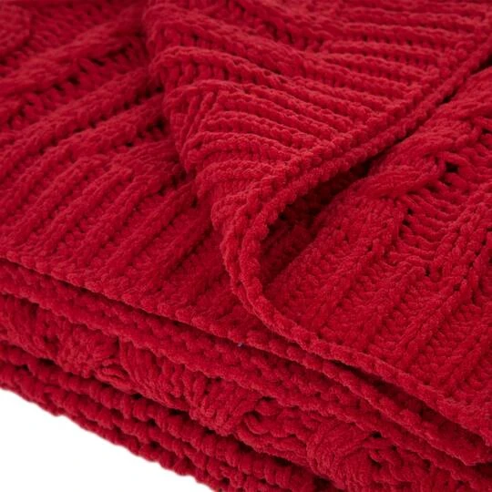 Glitzhome® Knitted Polyester Red Throw Blanket 8 Glitzhome® Knitted Polyester Red Throw Blanket - Image 6
