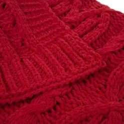Glitzhome® Knitted Polyester Red Throw Blanket 17 Glitzhome® Knitted Polyester Red Throw Blanket -Northlight Shop D231925S 7