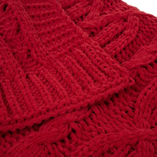 Glitzhome® Knitted Polyester Red Throw Blanket 10 Glitzhome® Knitted Polyester Red Throw Blanket - Image 8