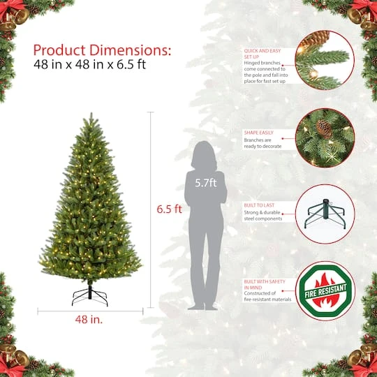 6.5ft. Pre-Lit Glacier Fir Artificial Christmas Tree, Clear Lights 10 6.5ft. Pre-Lit Glacier Fir Artificial Christmas Tree, Clear Lights - Image 8