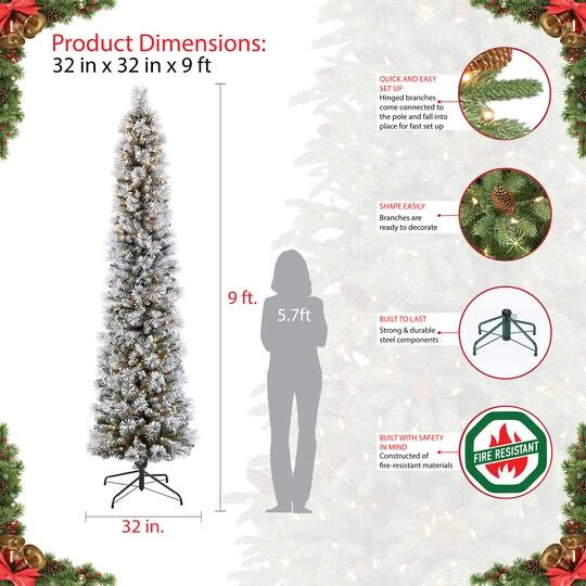 9ft. Pre-Lit Portland Pine Artificial Christmas Tree, Clear Lights 10 9ft. Pre-Lit Portland Pine Artificial Christmas Tree, Clear Lights - Image 8