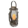 22.5" Round Wooden Lantern With LED Candle -Northlight Shop D248333S 1