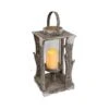 19.5" Wooden Lantern With LED Candle -Northlight Shop D248336S 1