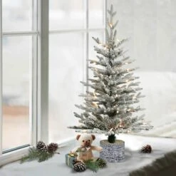 3ft. Pre-Lit Flocked Arctic Fir Tree, Warm White LED Lights -Northlight Shop D248367S 6