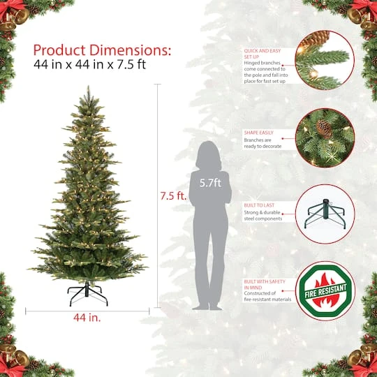 7.5ft. Pre-Lit Slim Aspen Fir Artificial Christmas Tree, Clear Lights 9 7.5ft. Pre-Lit Slim Aspen Fir Artificial Christmas Tree, Clear Lights - Image 7