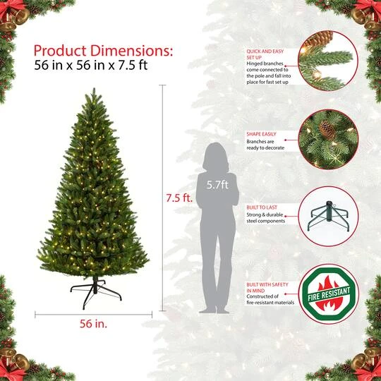 7.5ft. Pre-Lit Glacier Fir Artificial Christmas Tree, Clear Lights 8 7.5ft. Pre-Lit Glacier Fir Artificial Christmas Tree, Clear Lights - Image 6
