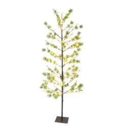 6ft. Pre-Lit Twig Artificial Christmas Tree, White LED Twinkle Lights