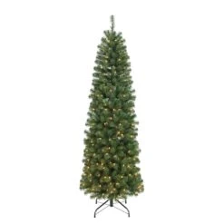 7.5ft Pre-Lit Northern Fir Pencil Artificial Christmas Tree, Clear Lights 11 7.5ft Pre-Lit Northern Fir Pencil Artificial Christmas Tree, Clear Lights -Northlight Shop D248439S 20 1