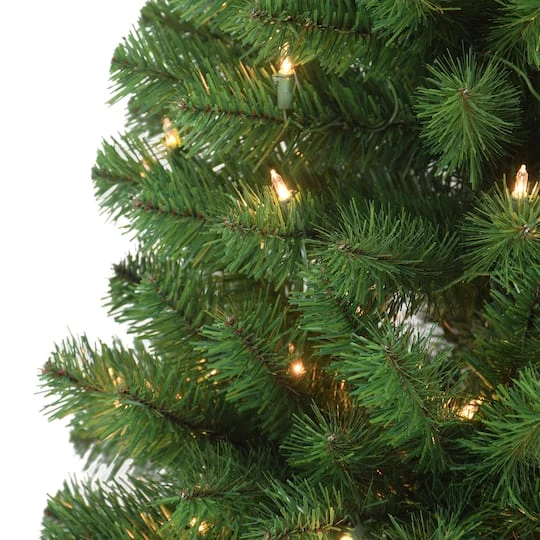 7.5ft Pre-Lit Northern Fir Pencil Artificial Christmas Tree, Clear Lights 6 7.5ft Pre-Lit Northern Fir Pencil Artificial Christmas Tree, Clear Lights - Image 4