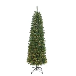 7.5ft Pre-Lit Northern Fir Pencil Artificial Christmas Tree, Clear Lights 16 7.5ft Pre-Lit Northern Fir Pencil Artificial Christmas Tree, Clear Lights -Northlight Shop D248439S 5