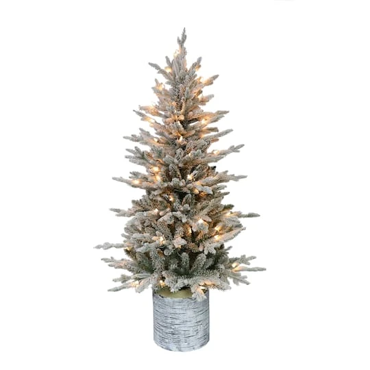 4.5ft. Pre-Lit Flocked Arctic Fir Artificial Christmas Tree, Clear Lights 3 4.5ft. Pre-Lit Flocked Arctic Fir Artificial Christmas Tree, Clear Lights