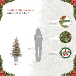 4.5ft. Pre-Lit Flocked Arctic Fir Artificial Christmas Tree, Clear Lights 13 4.5ft. Pre-Lit Flocked Arctic Fir Artificial Christmas Tree, Clear Lights -Northlight Shop D248466S 6
