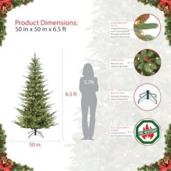 6.5ft. Pre-Lit Natural Fir Artificial Christmas Tree, Clear Lights 14 6.5ft. Pre-Lit Natural Fir Artificial Christmas Tree, Clear Lights -Northlight Shop D248498S 6