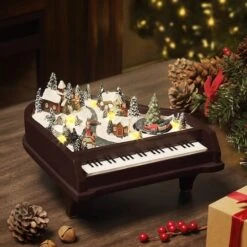 Animated Musical Piano With Winter Scene -Northlight Shop D250127S 2