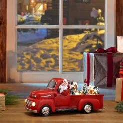 10.5" Animated Red Truck With Christmas Scene -Northlight Shop D250147S 2