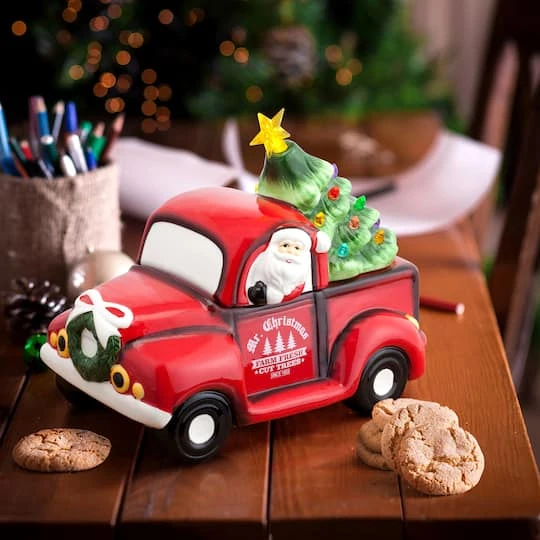 Red Truck Cookie Jar With Lit Green Tree 6 Red Truck Cookie Jar With Lit Green Tree - Image 4