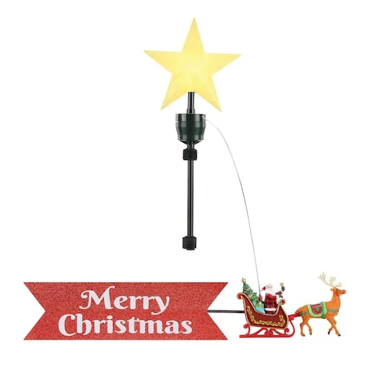 Animated Santa's Sleigh With Banner Tree Topper 4 Animated Santa's Sleigh With Banner Tree Topper - Image 2