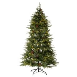 6ft. Pre-Lit Green Fir Artificial Christmas Tree With Warm White LED Lights