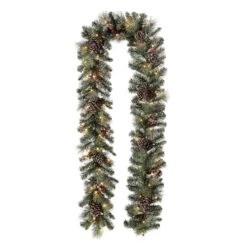 Glitzhome® 9ft. LED Glittered Pinecone Christmas Garland