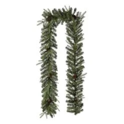 Glitzhome® 9ft. LED Greenery Pinecone Christmas Garland With Timer -Northlight Shop D251181S 3