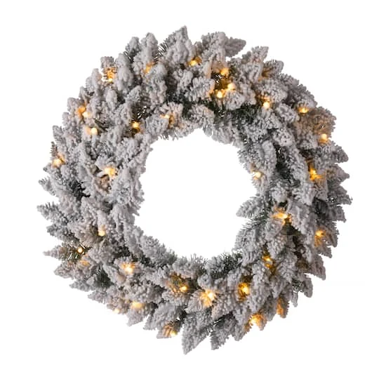 Glitzhome® 24" LED Snow Flocked Christmas Wreath 3 Glitzhome® 24" LED Snow Flocked Christmas Wreath