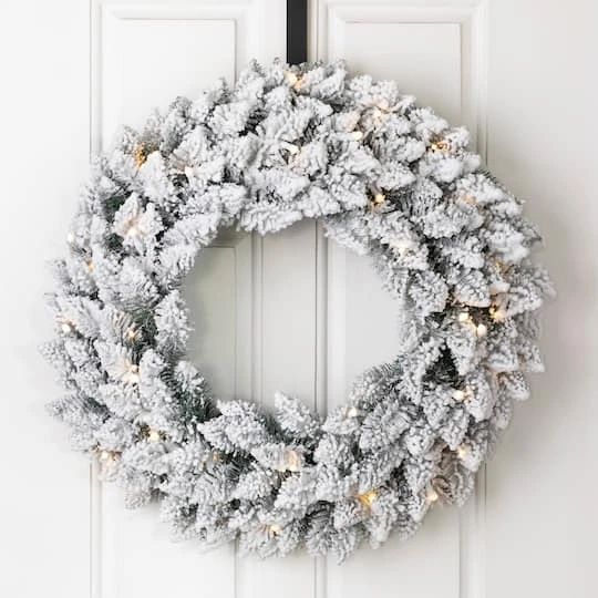 Glitzhome® 24" LED Snow Flocked Christmas Wreath 5 Glitzhome® 24" LED Snow Flocked Christmas Wreath - Image 3
