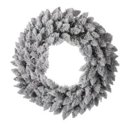 Glitzhome® 24" LED Snow Flocked Christmas Wreath 15 Glitzhome® 24" LED Snow Flocked Christmas Wreath -Northlight Shop D251183S 4