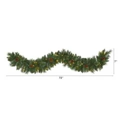 6ft. Pre-Lit White Warm LED White Mountain Pine & Pinecones Artificial Garland -Northlight Shop D251207S 2